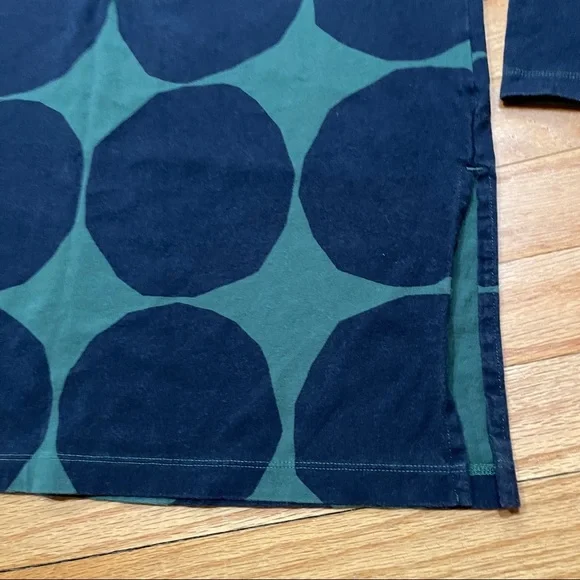Marimekko x Uniqlo Women's Long Sleeve Tunic sz XS Green With Big Navy Dots EUC - Picture 10 of 12